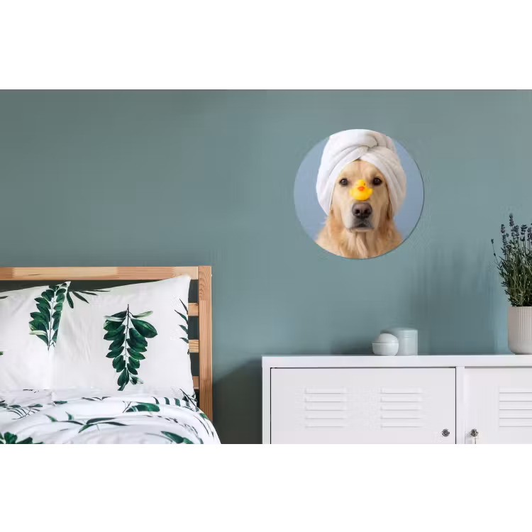 Wandcirkel - Aluminium - Hond - Badeend - Geel — 4