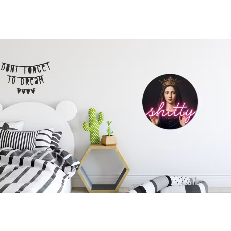 Wandcirkel - Aluminium - Ironisch - Tekst - Neon — 5