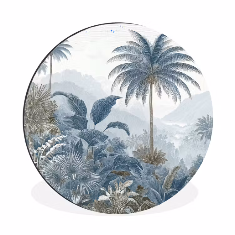 Wandcirkel - Aluminium - Jungle - Modern - Blauw - Groen — 1