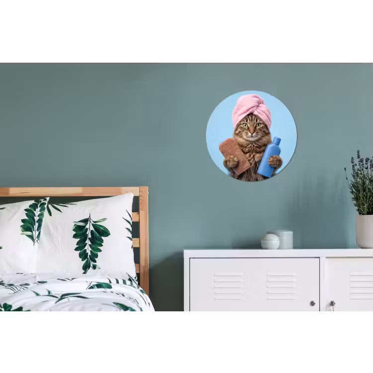 Wandcirkel - Aluminium - Kat - Handdoek - Washand - Zeep — 4