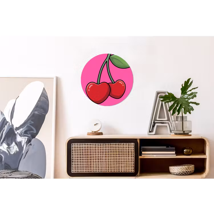 Wandcirkel - Aluminium - Kers - Roze - Fruit — 3