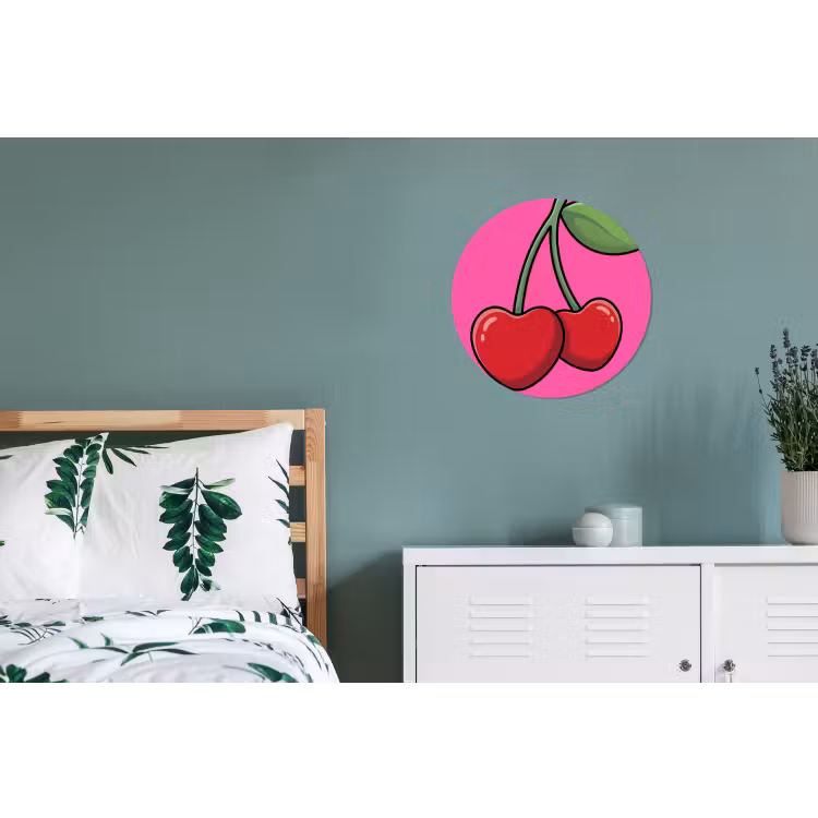 Wandcirkel - Aluminium - Kers - Roze - Fruit — 4