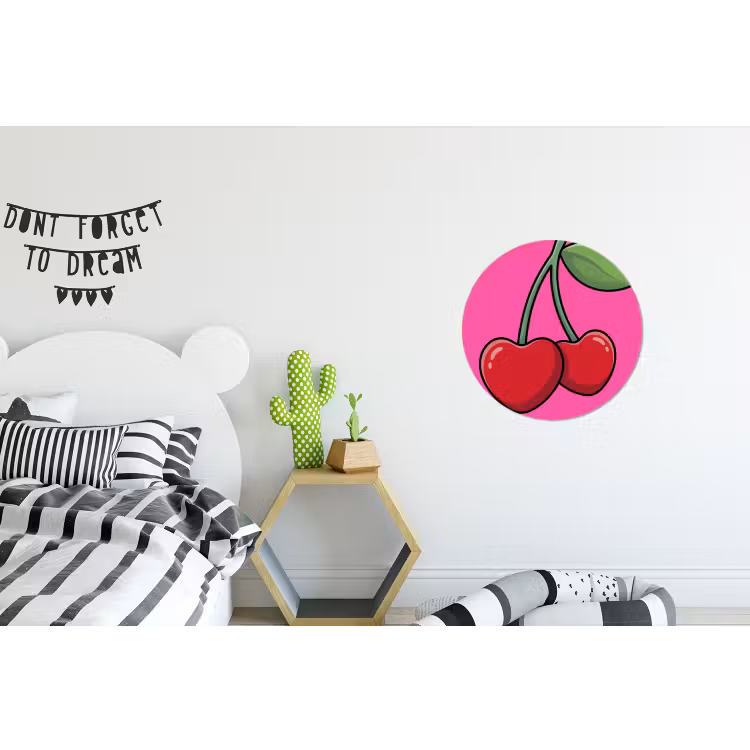 Wandcirkel - Aluminium - Kers - Roze - Fruit — 5