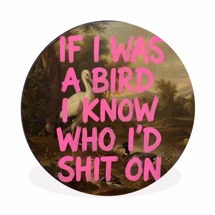 Wandcirkel - Aluminium - Klassiek - Humor - Roze — 1