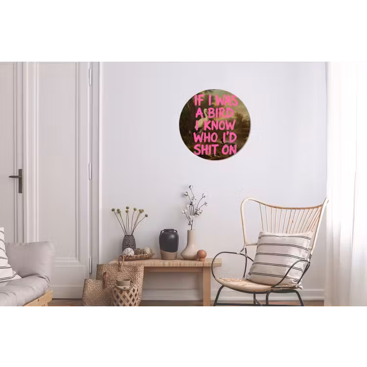 Wandcirkel - Aluminium - Klassiek - Humor - Roze — 2