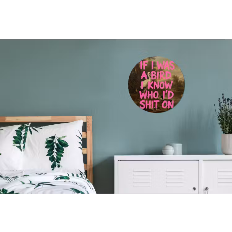 Wandcirkel - Aluminium - Klassiek - Humor - Roze — 4
