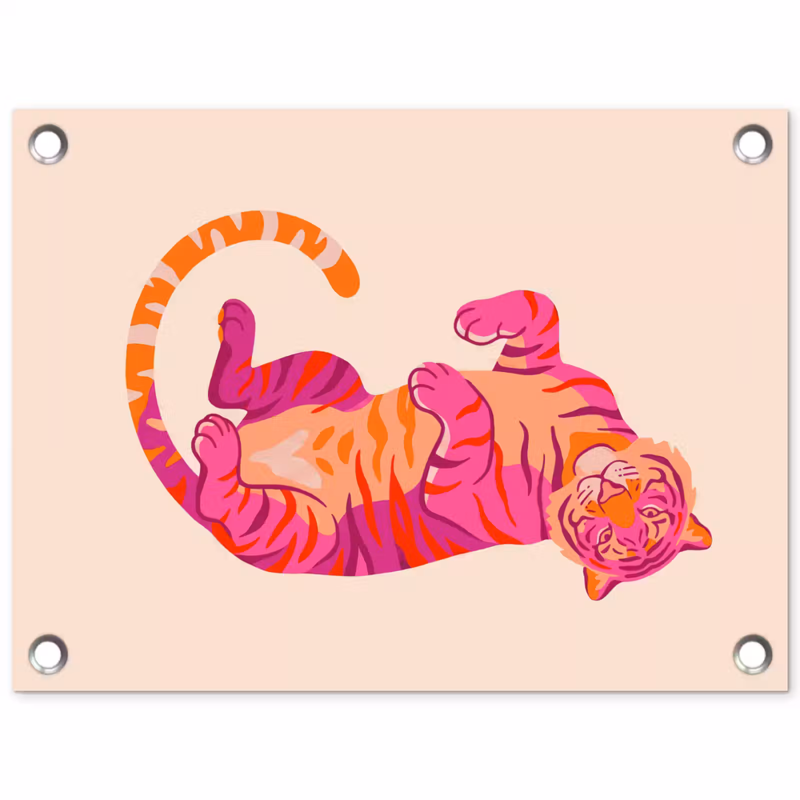 Tuinposter - Tijger - Roze - Oranje — 1