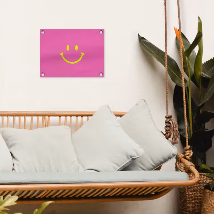 Tuinposter - Smiley - Vrolijk - Roze — 5
