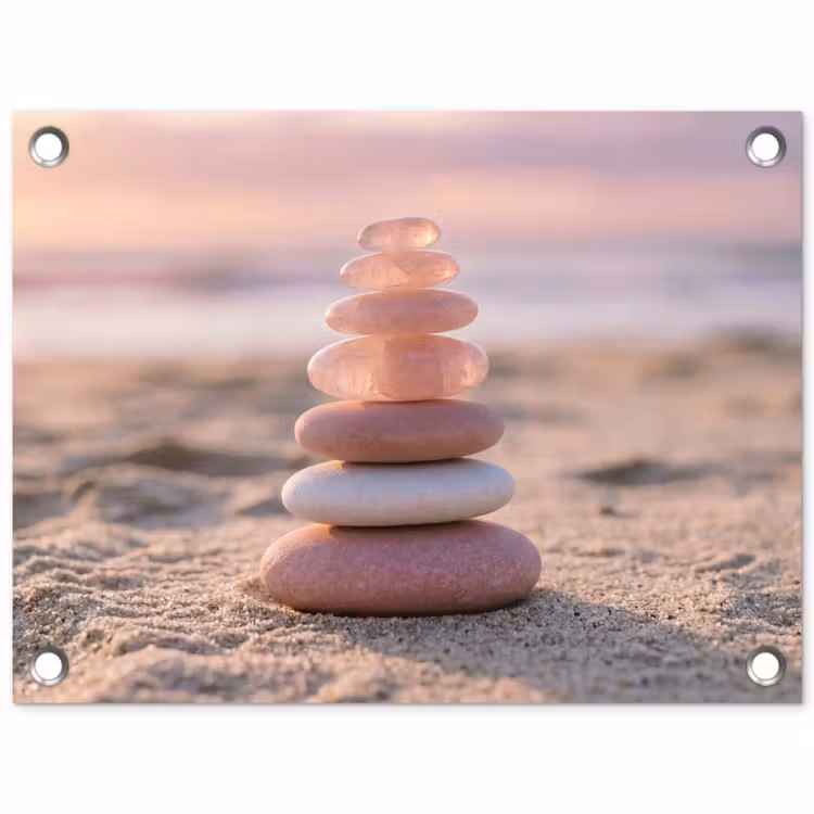 Tuinposter - Stenen - Zand - Roze — 1