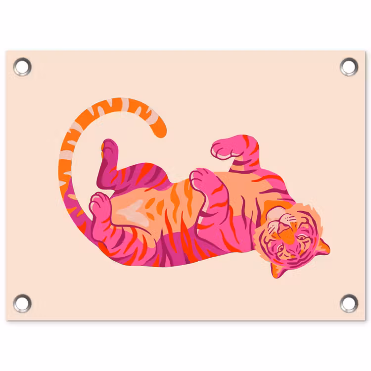Tuinposter - Tijger - Roze - Oranje — 1