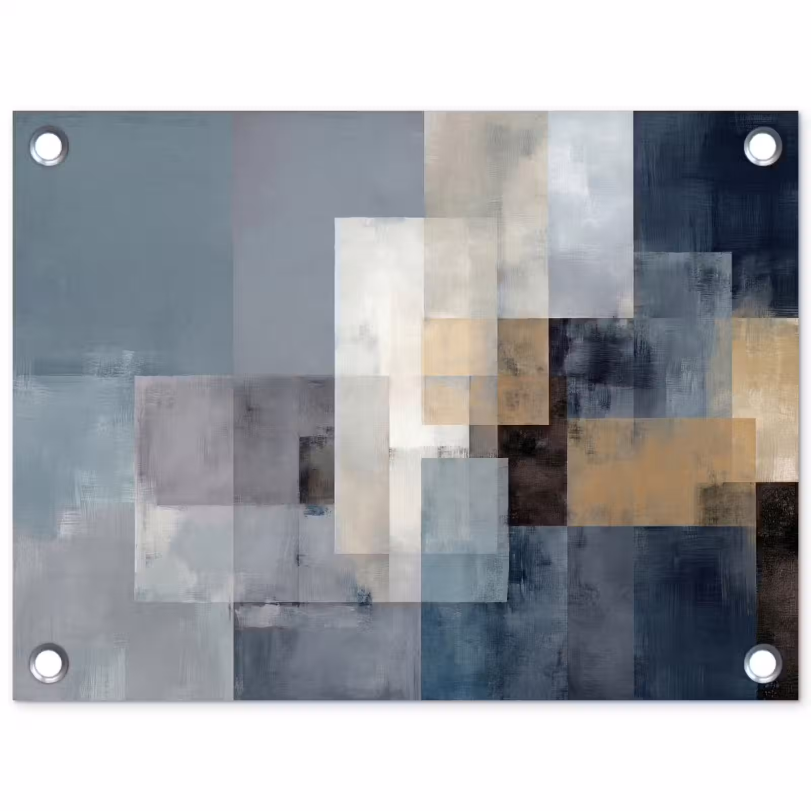 Tuinposter - Rechthoeken - Abstract - Blauw — 1