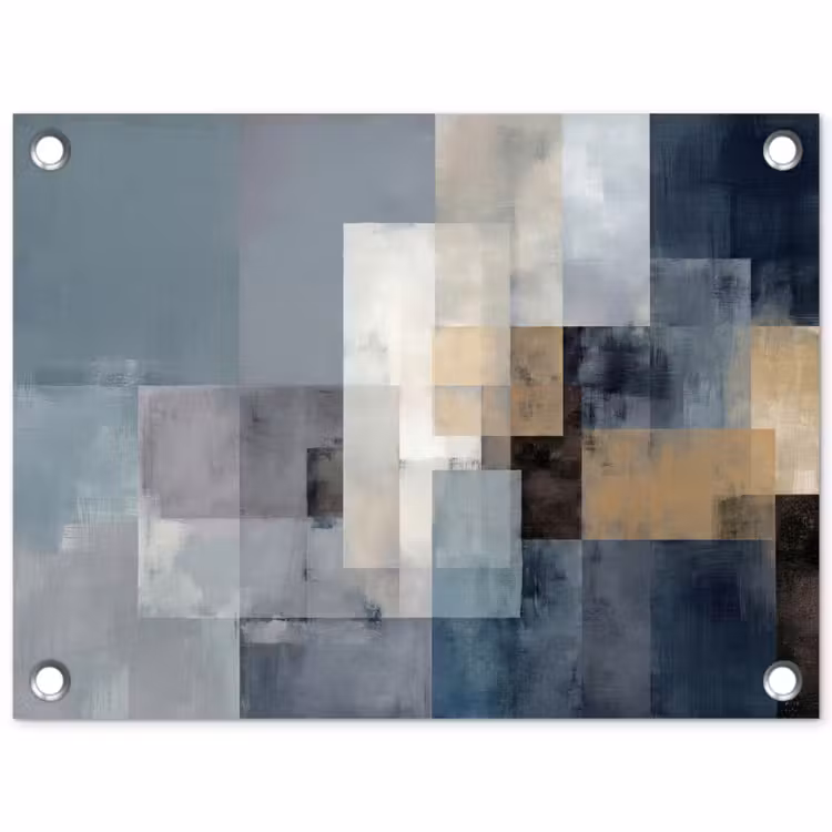 Tuinposter - Rechthoeken - Abstract - Blauw — 1