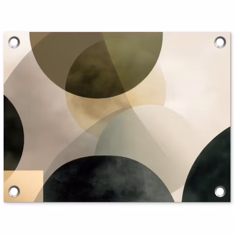 Tuinposter - Vlakken - Abstract - Beige - Cirkels — 1