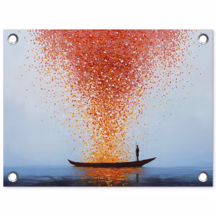 Tuinposter - Wolk - Confetti - Boot - Wateroppervlakte — 1