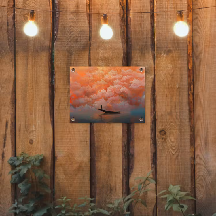 Tuinposter - Zee - Boot - Wolken - Oranje — 2