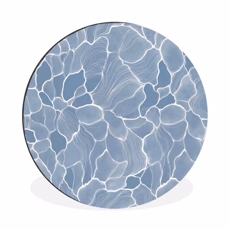Wandcirkel - Aluminium - Abstract - Blauw - Bladeren — 1
