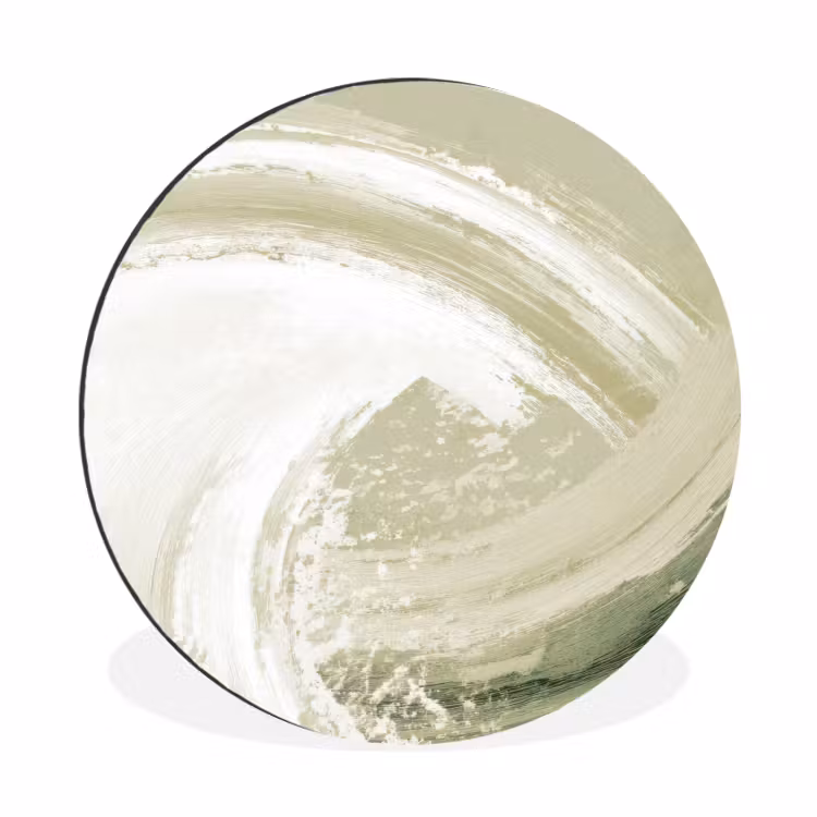 Wandcirkel - Aluminium - Abstract - Penseelstreken - Golven - Groen — 1