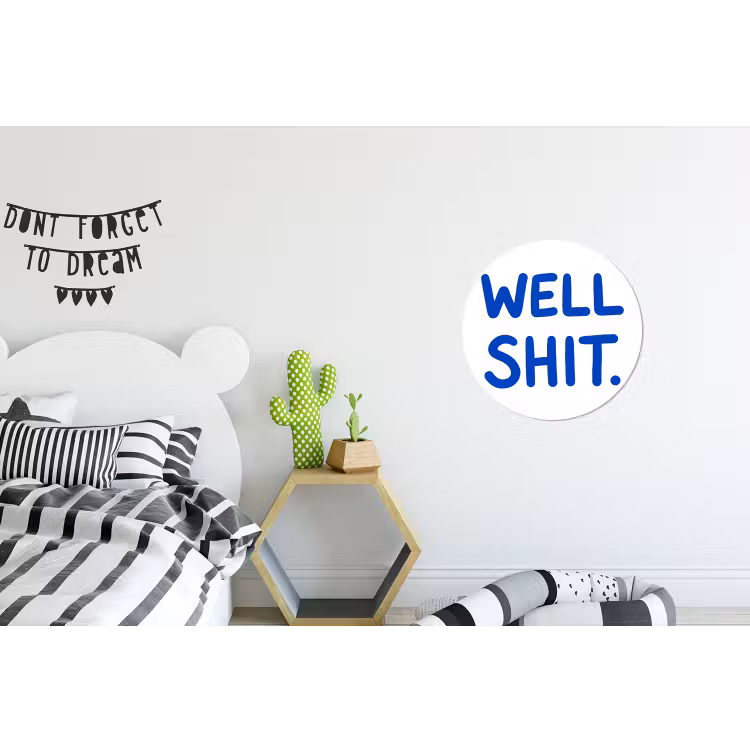 Wandcirkel - Aluminium - Blauw - Quote - Wit — 5