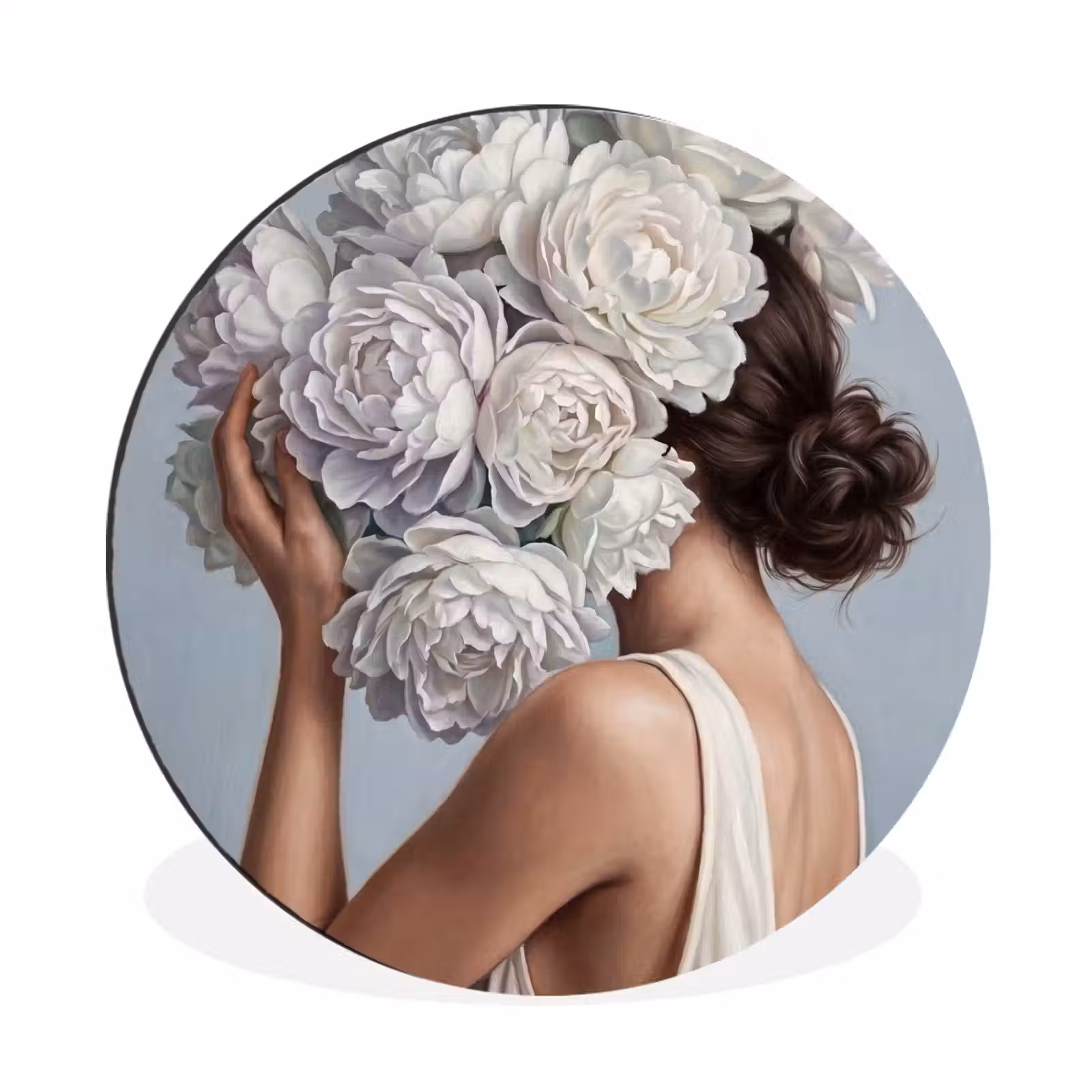 Wandcirkel - Aluminium - Bloemen - Vrouw - Wit — 1