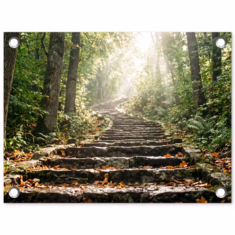 Tuinposter - Stenen - Trap - Bos - Natuur — 1
