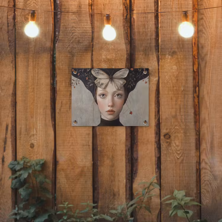 Tuinposter - Woman - Butterfly - Art - Classic - Muted — 2