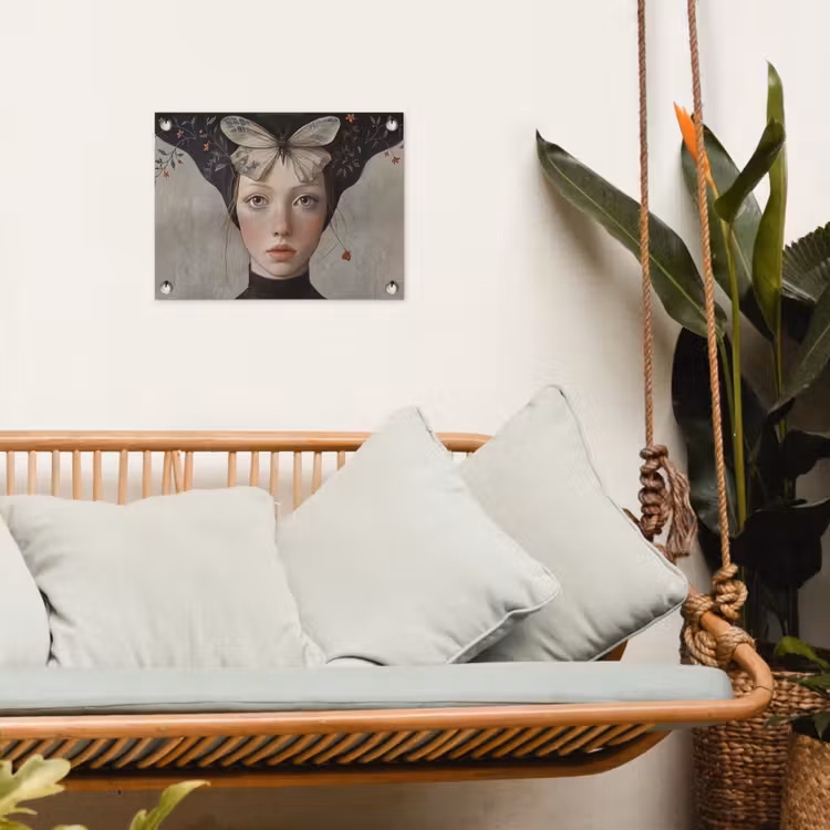 Tuinposter - Woman - Butterfly - Art - Classic - Muted — 5