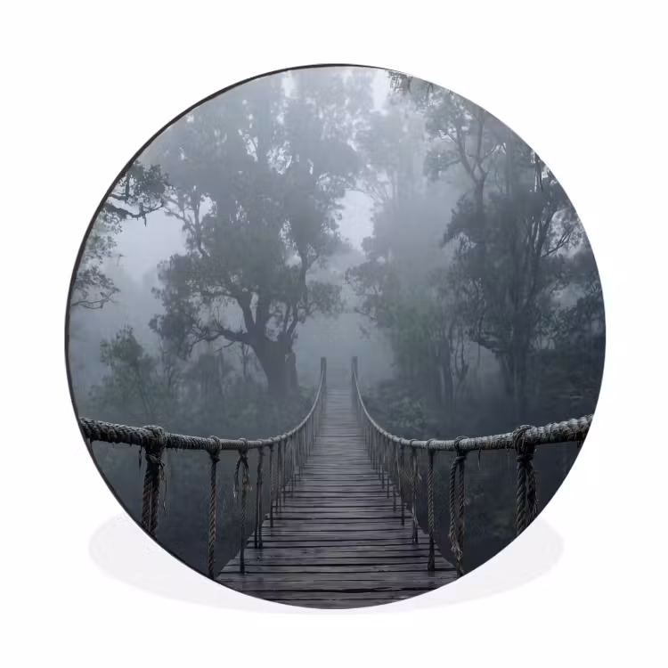 Wandcirkel - Aluminium - Brug - Jungle - Mist - Natuur — 1