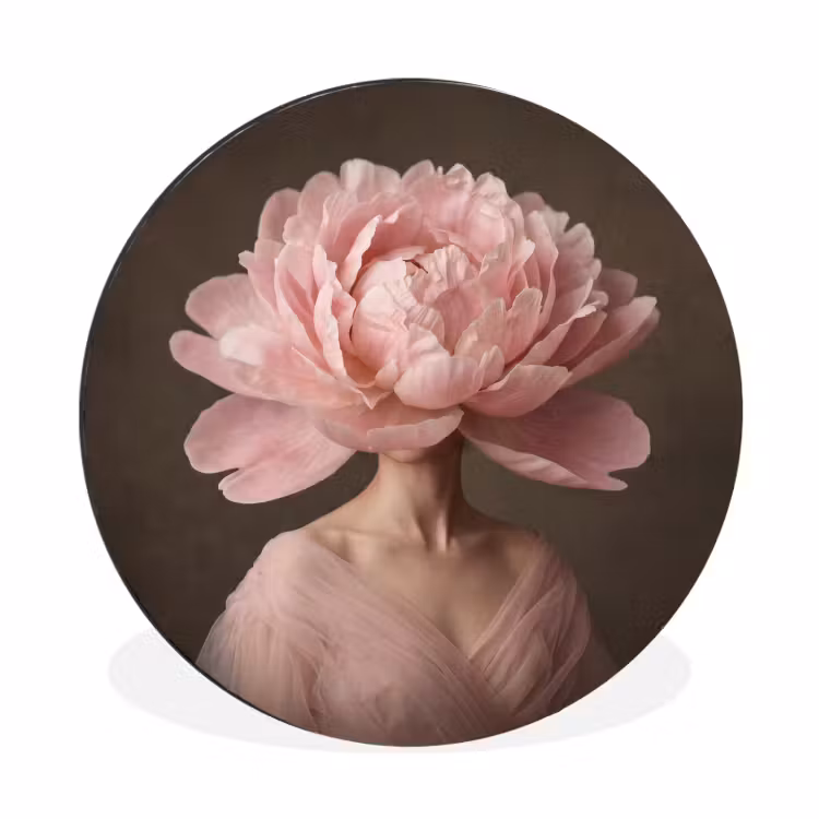 Wandcirkel - Aluminium - Gezicht - Roos - Roze — 1