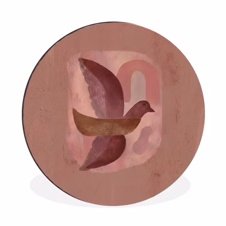 Wandcirkel - Aluminium - Illustratie - Vogels - Abstract - Roze — 1