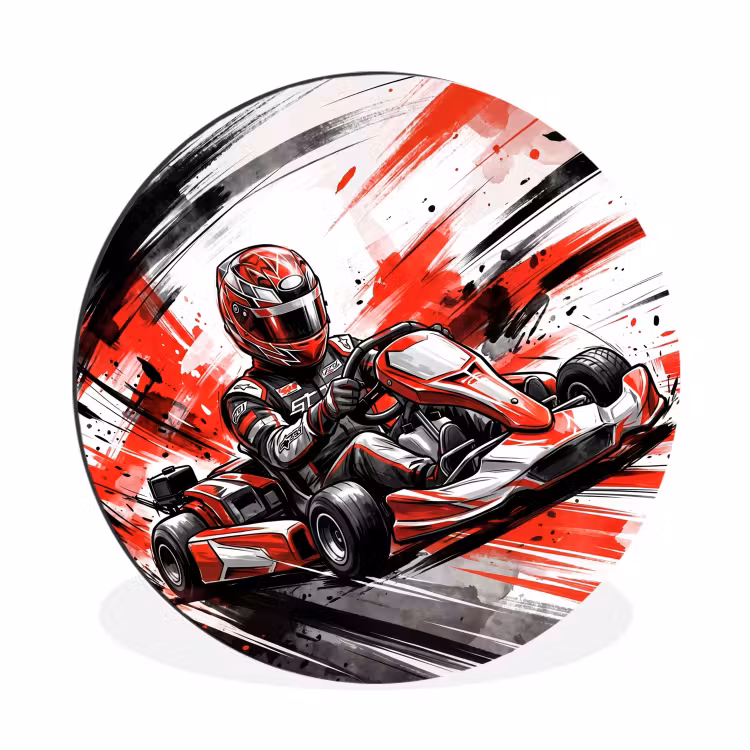 Wandcirkel - Aluminium - Kart - Coureur - Snelheid - Rood — 1