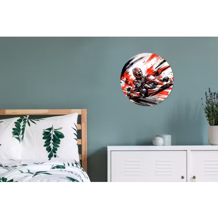 Wandcirkel - Aluminium - Kart - Coureur - Snelheid - Rood — 4