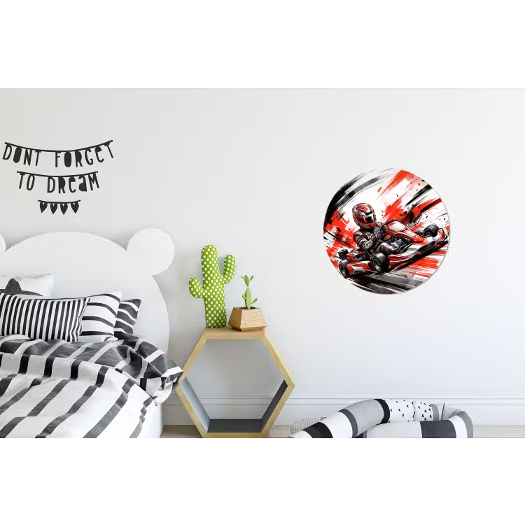 Wandcirkel - Aluminium - Kart - Coureur - Snelheid - Rood — 5