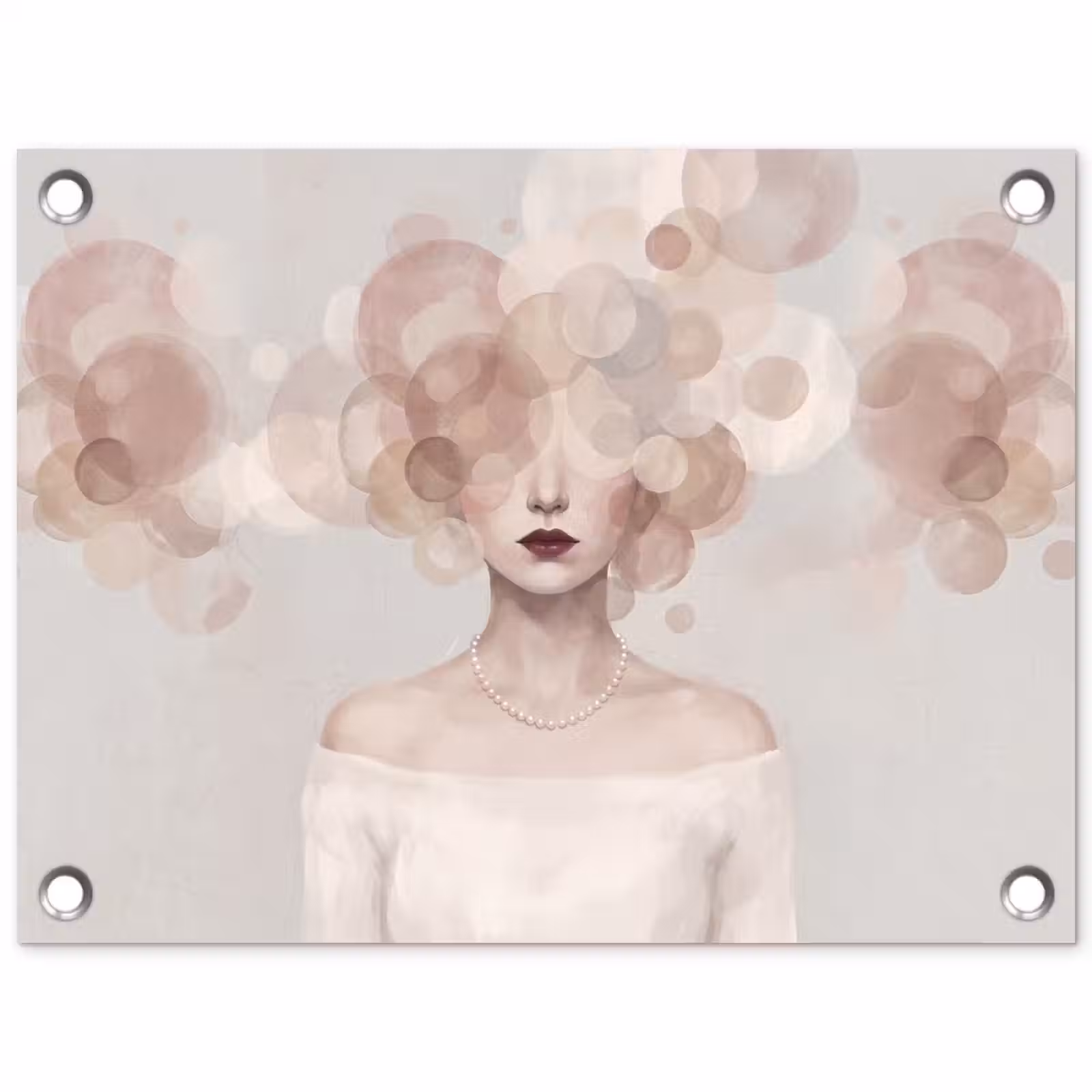 Tuinposter - Vrouw - Cirkels - Beige — 1
