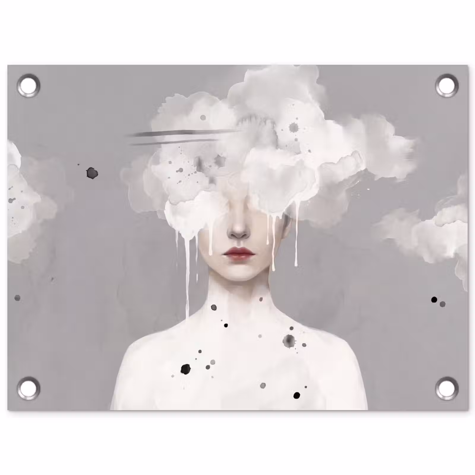 Tuinposter - Vrouw - Wolk - Grijs — 1
