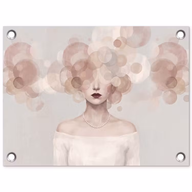 Tuinposter - Vrouw - Cirkels - Beige — 1
