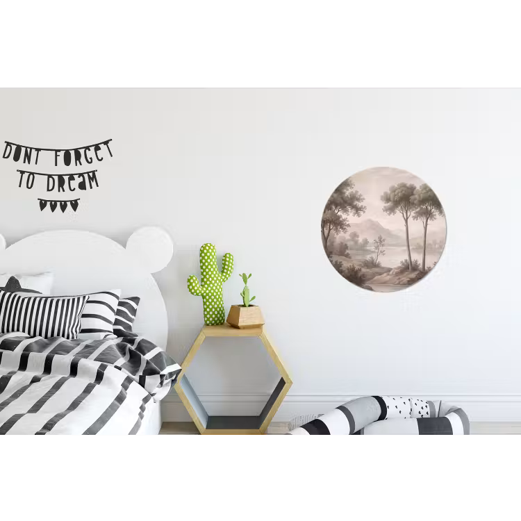 Wandcirkel - Aluminium - Bomen - Meer - Bergen - Illustratie — 5