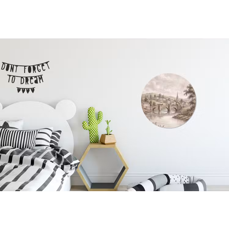Wandcirkel - Aluminium - Dorp - Brug - Uitzicht - Groen — 5