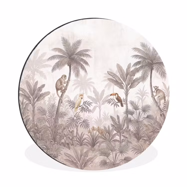 Wandcirkel - Aluminium - Jungle - Dieren - Palmbomen — 1