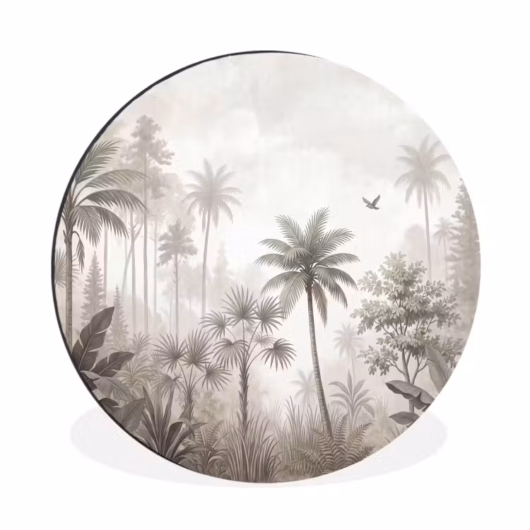 Wandcirkel - Aluminium - Jungle - Palmbomen - Natuur — 1