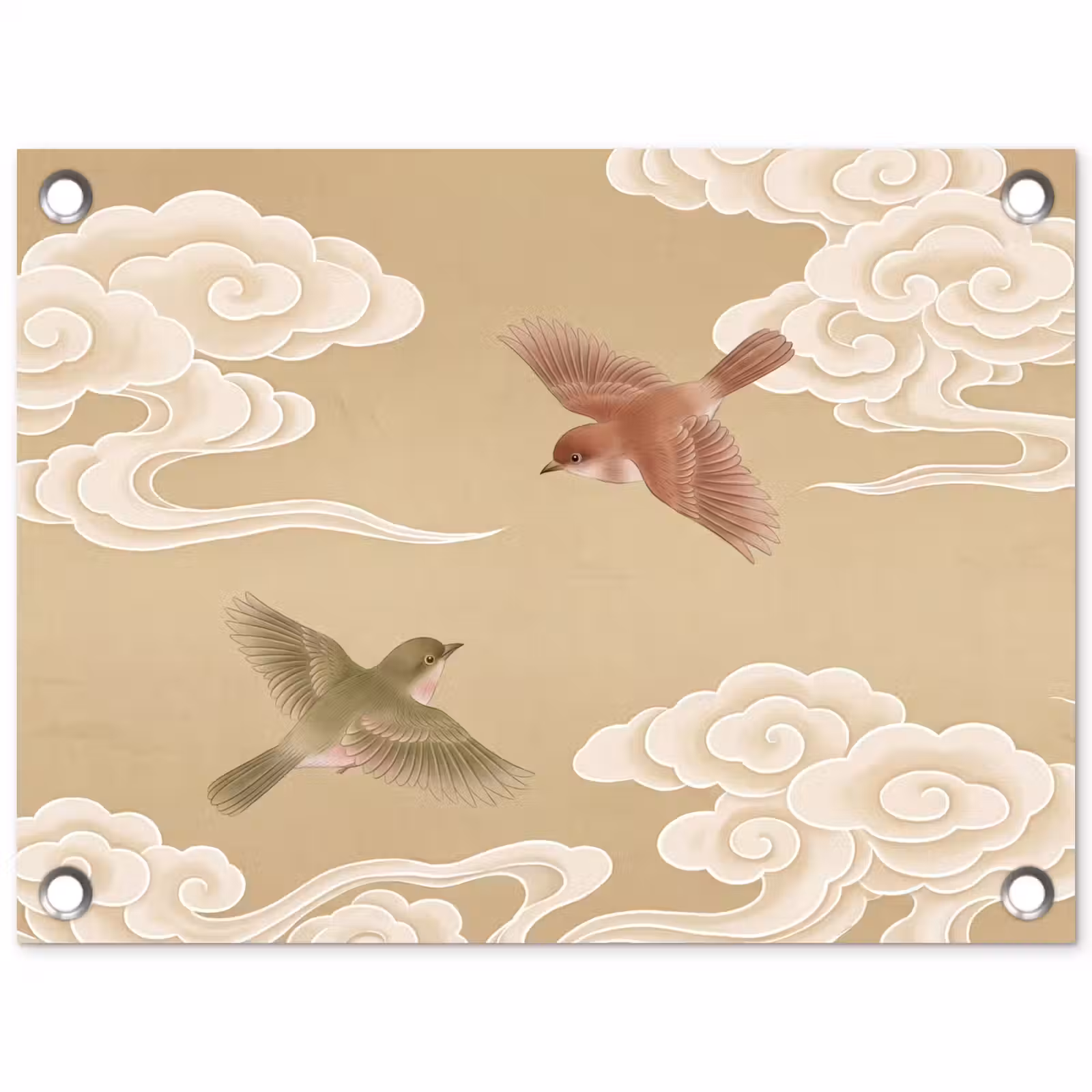 Tuinposter - Vogels - Vliegen - Beige — 1
