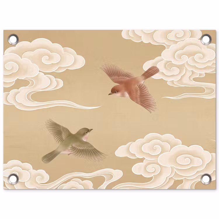 Tuinposter - Vogels - Vliegen - Beige — 1