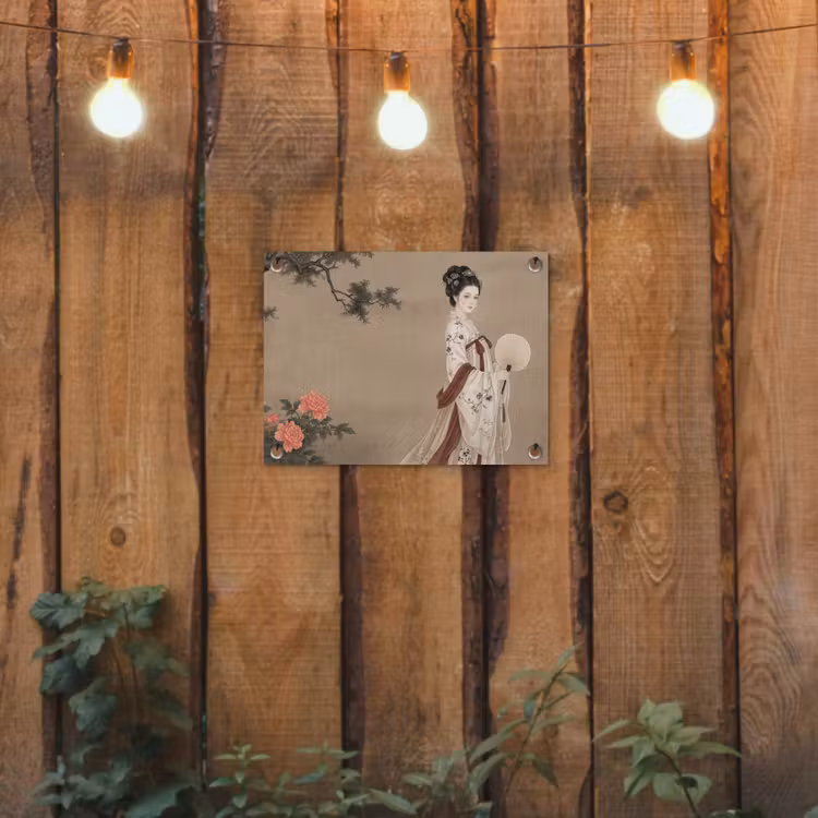 Tuinposter - Vrouw - Azië - Kunst - Beige — 2