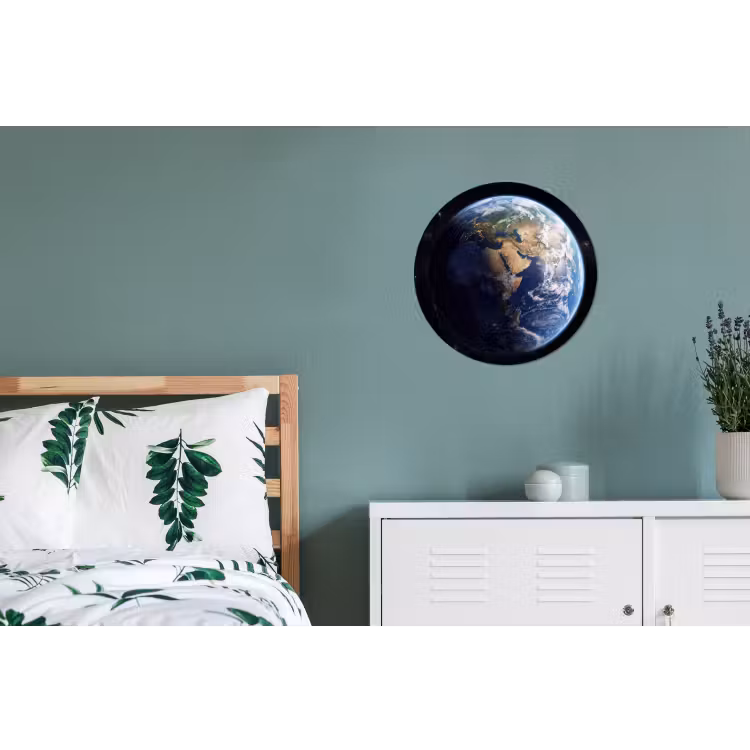 Wandcirkel - Aluminium - Aarde - Ruimte - Blauw - Groen — 4