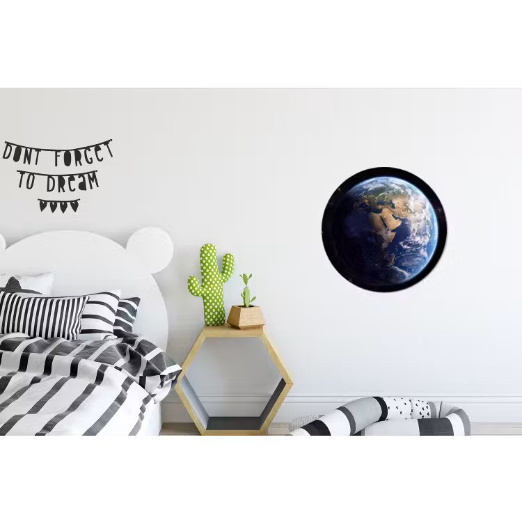 Wandcirkel - Aluminium - Aarde - Ruimte - Blauw - Groen — 5