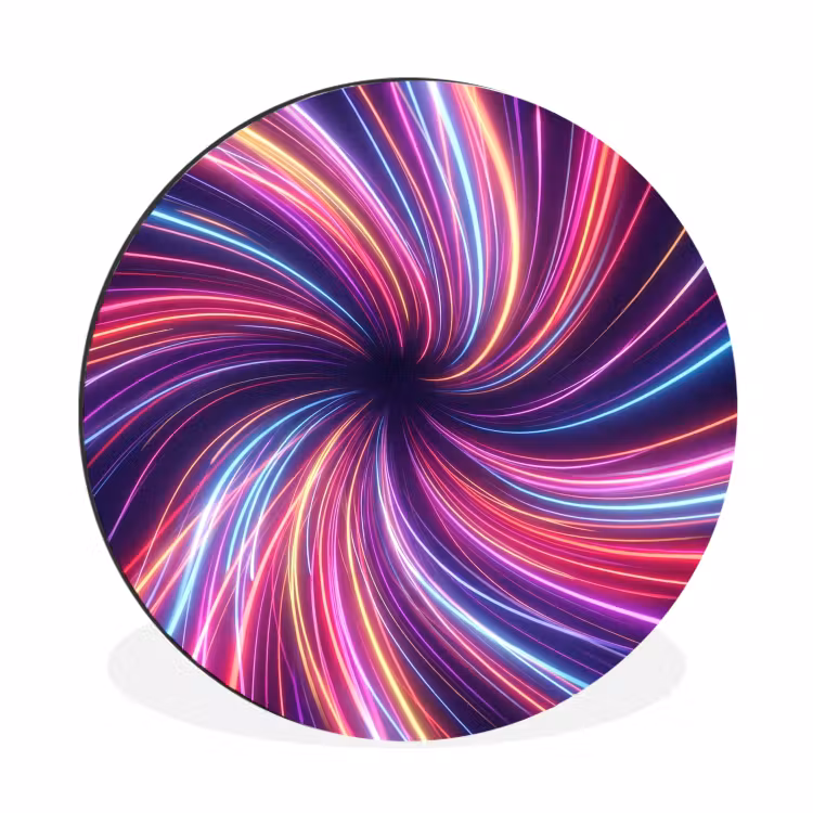 Wandcirkel - Aluminium - Abstract - Swirl - Futuristic - Neon — 1