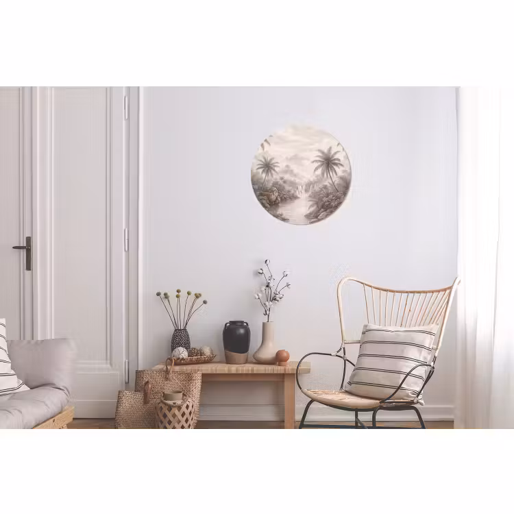 Wandcirkel - Aluminium - Jungle - Watervallen - Tropisch - Illustratie — 2