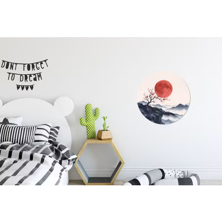 Wandcirkel - Aluminium - Kersenbloesem - Oosters - Rood — 5