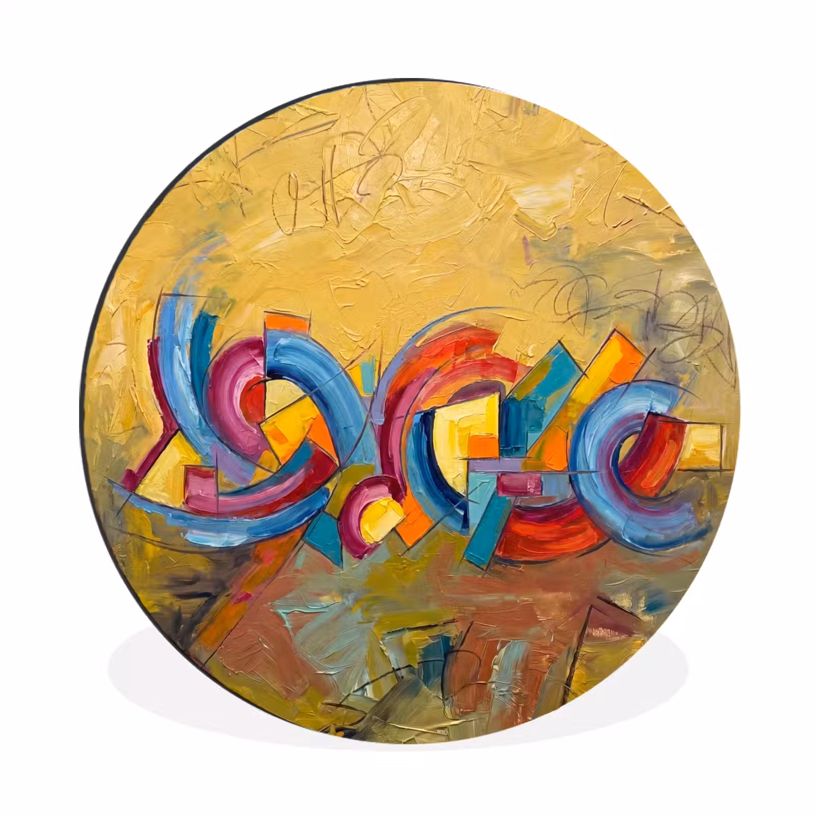 Wandcirkel - Aluminium - Abstract - Cirkels - Schilderij - Kleurrijk - Dynamisch — 1