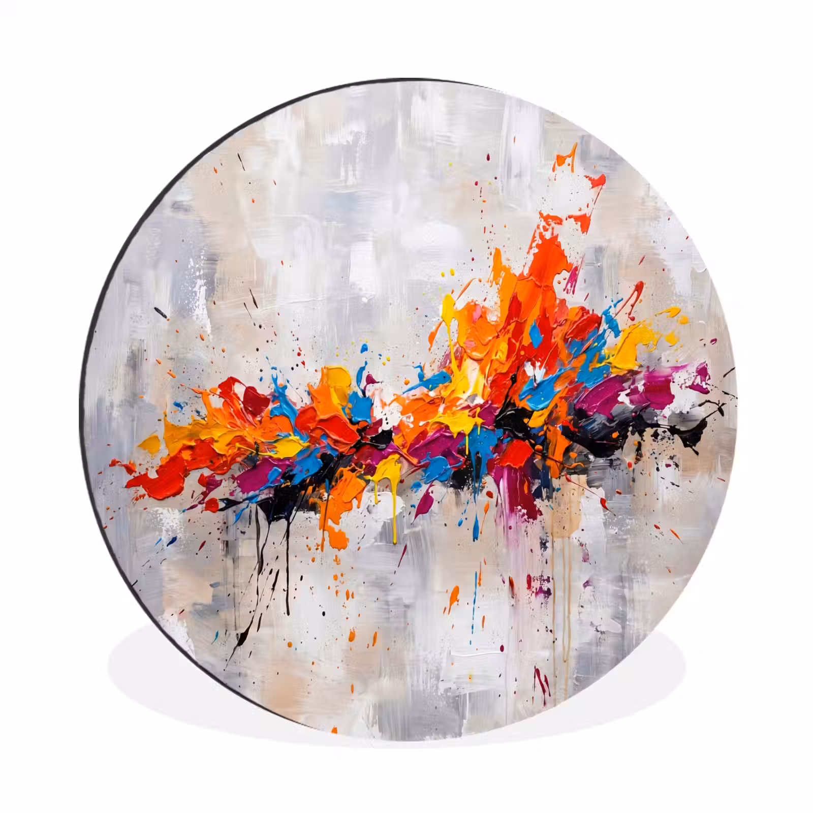 Wandcirkel - Aluminium - Abstract - Schilderij - Kleurrijk - Dynamisch — 1