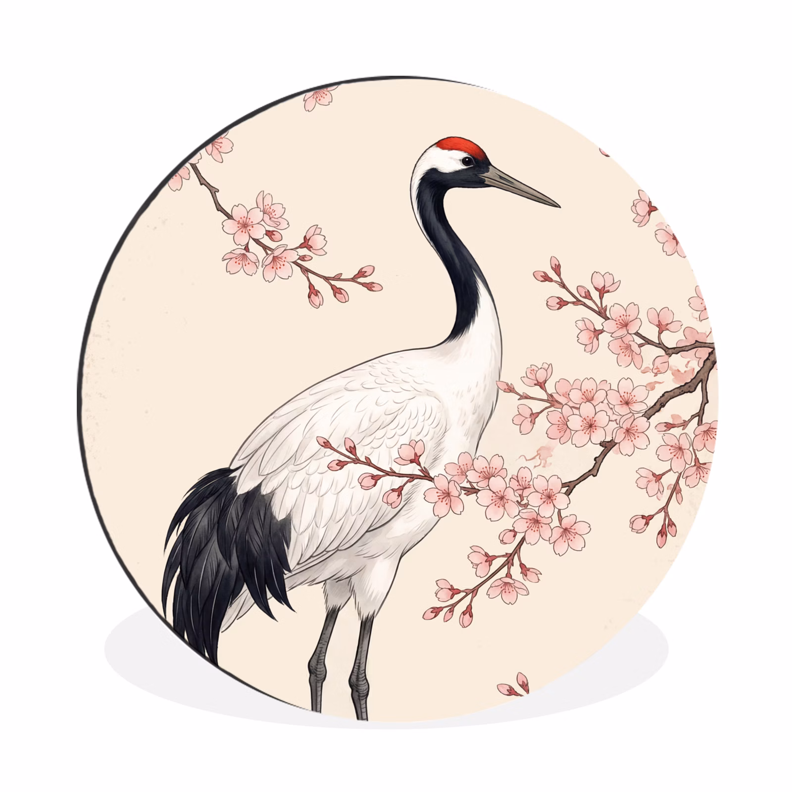 Wandcirkel - Aluminium - Aziatisch - Kraanvogel - Beige — 1